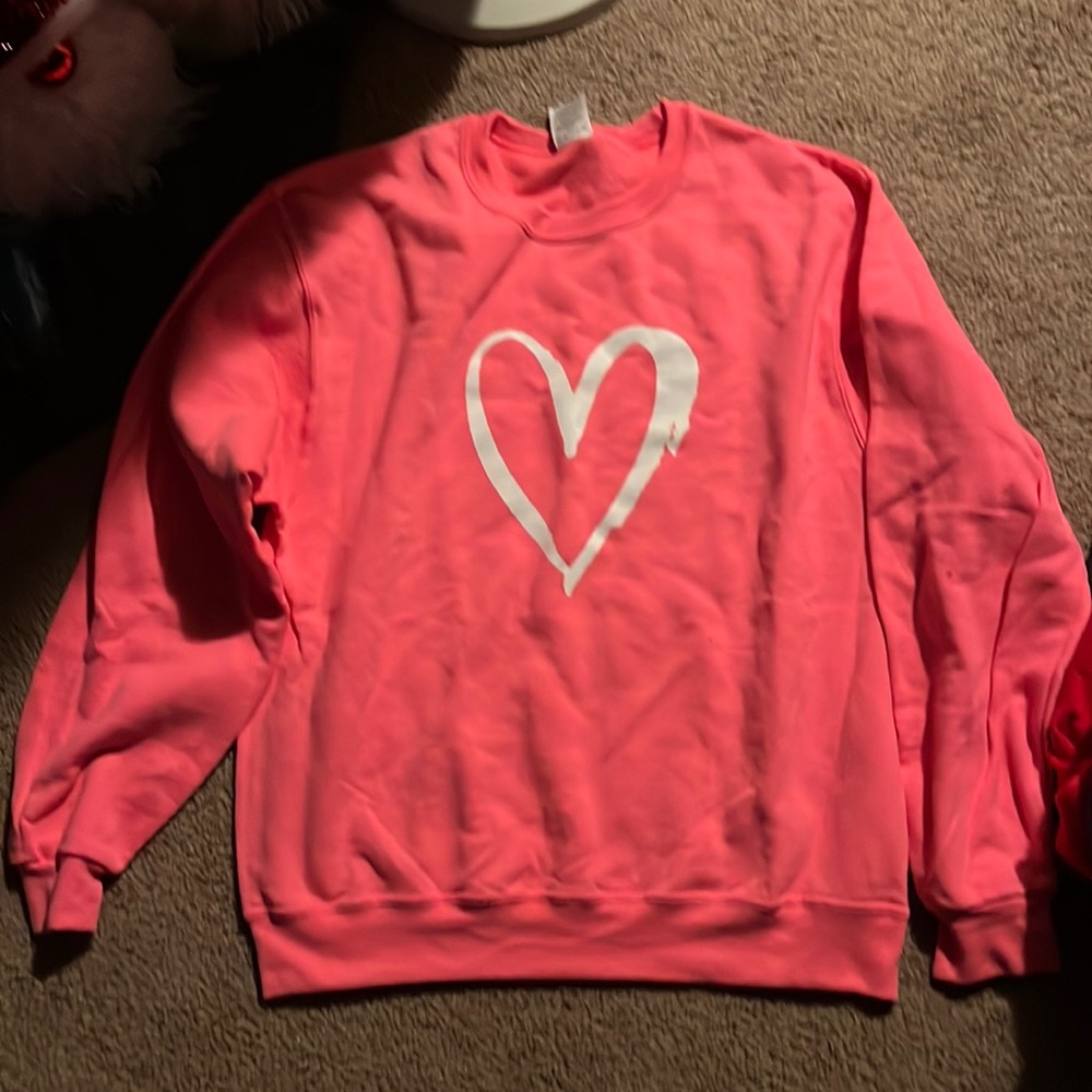 VALENTINES DAY Bright pink Jerzees heart sweatshirt